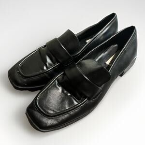 Steve Madden Black Square Toe Loafers Slip On Dress Shoes Men’s Size 10